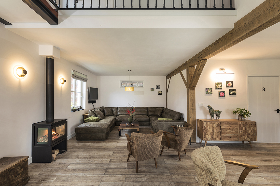 Zithoek met houtkachel